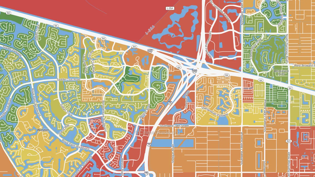 New River Estates, Sunrise, FL Map of Drug-Related Crime Rates