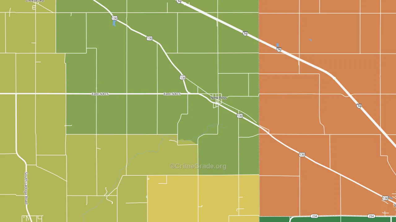 New Ross, IN Map of Drug-Related Crime Rates