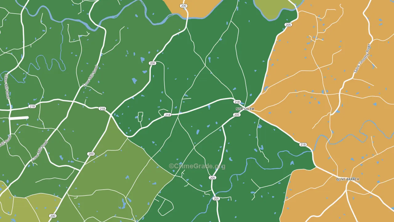 New Salem, NC Map of Drug-Related Crime Rates