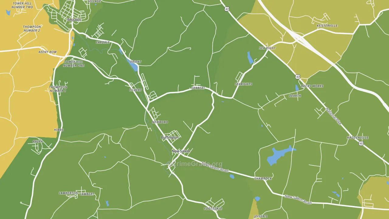 New Salem, PA Map of Drug-Related Crime Rates