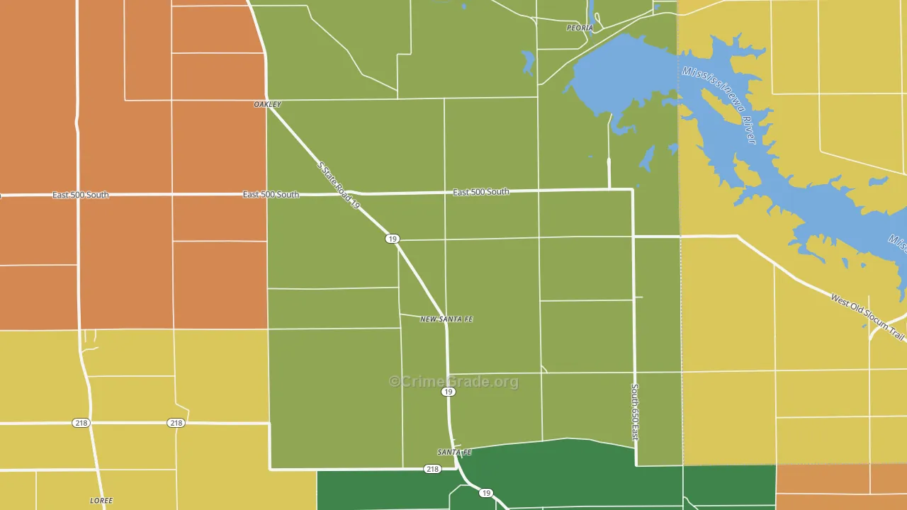 New Santa Fe, IN Map of Drug-Related Crime Rates