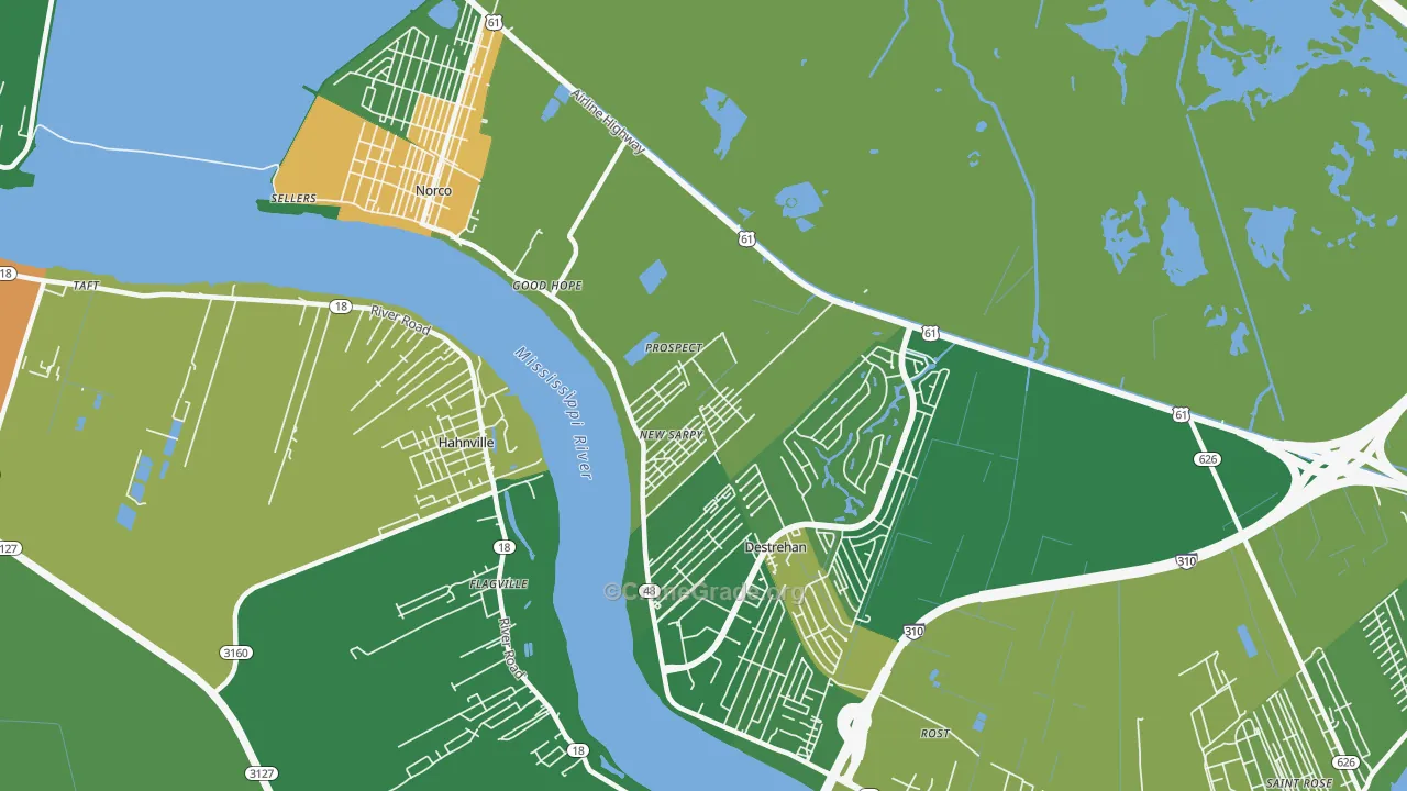 New Sarpy, LA Map of Drug-Related Crime Rates