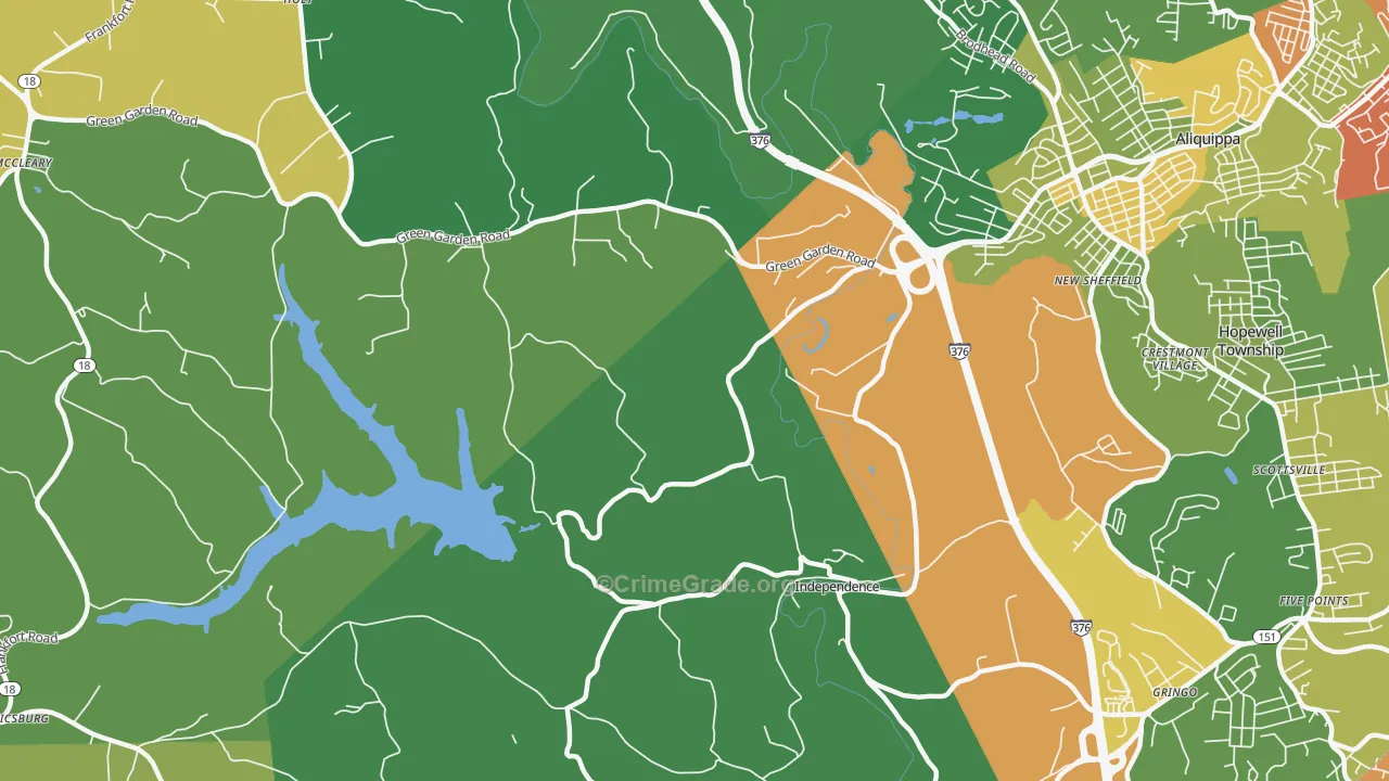 New Sheffield, PA Map of Drug-Related Crime Rates