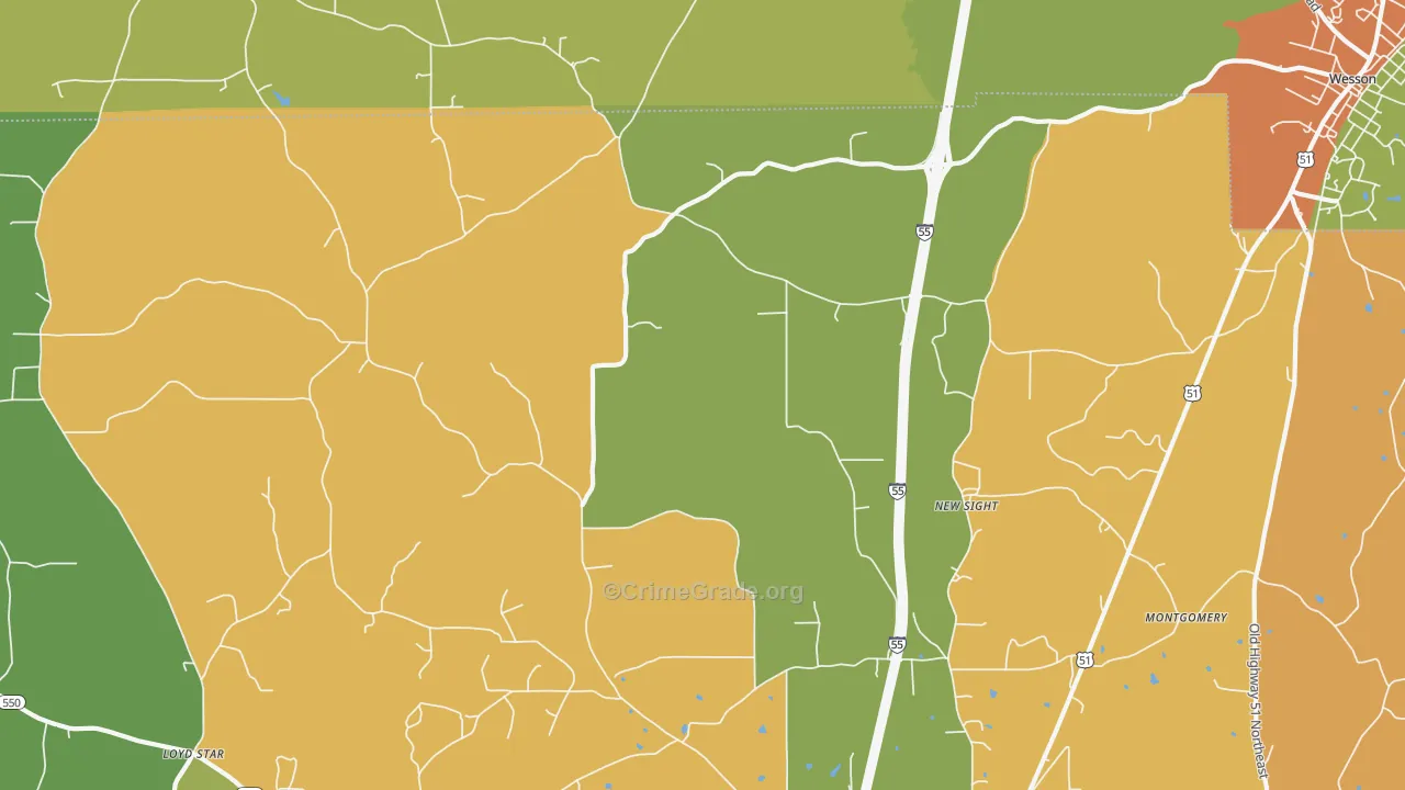 New Sight, MS Map of Drug-Related Crime Rates