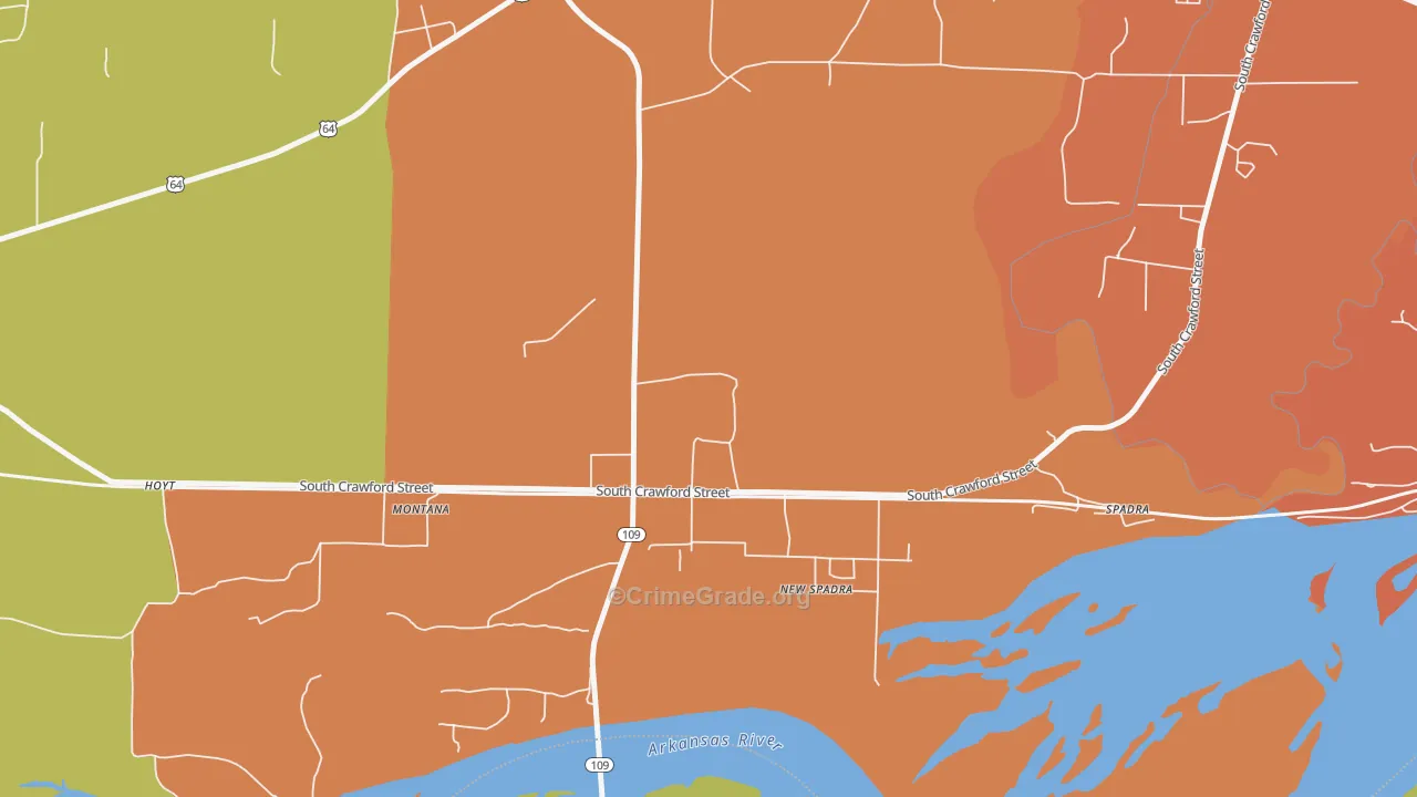 New Spadra, AR Map of Drug-Related Crime Rates