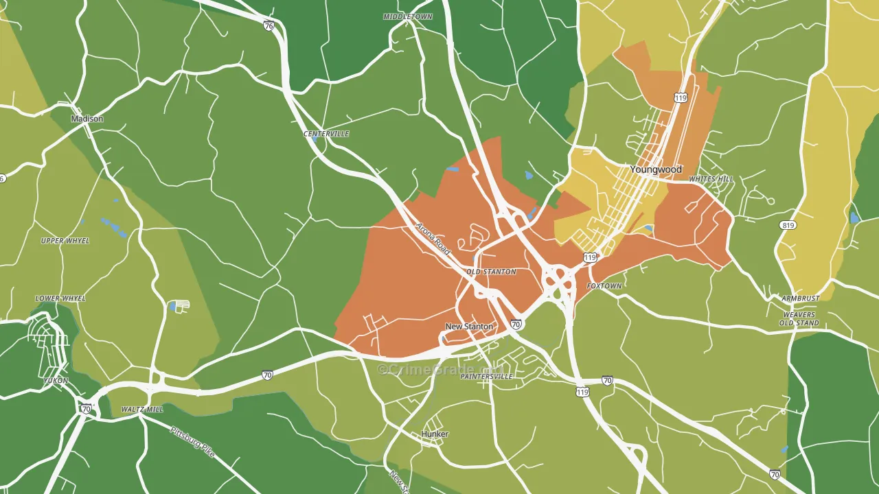 New Stanton, PA Map of Drug-Related Crime Rates