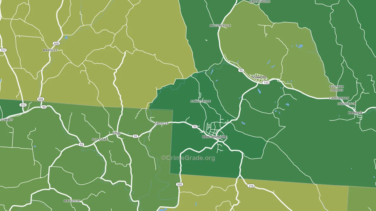 New Straitsville, OH Map of Drug-Related Crime Rates