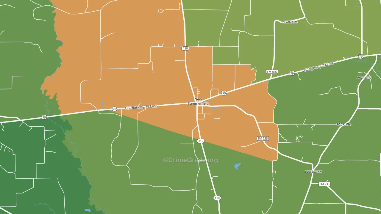 New Summerfield, TX Map of Drug-Related Crime Rates