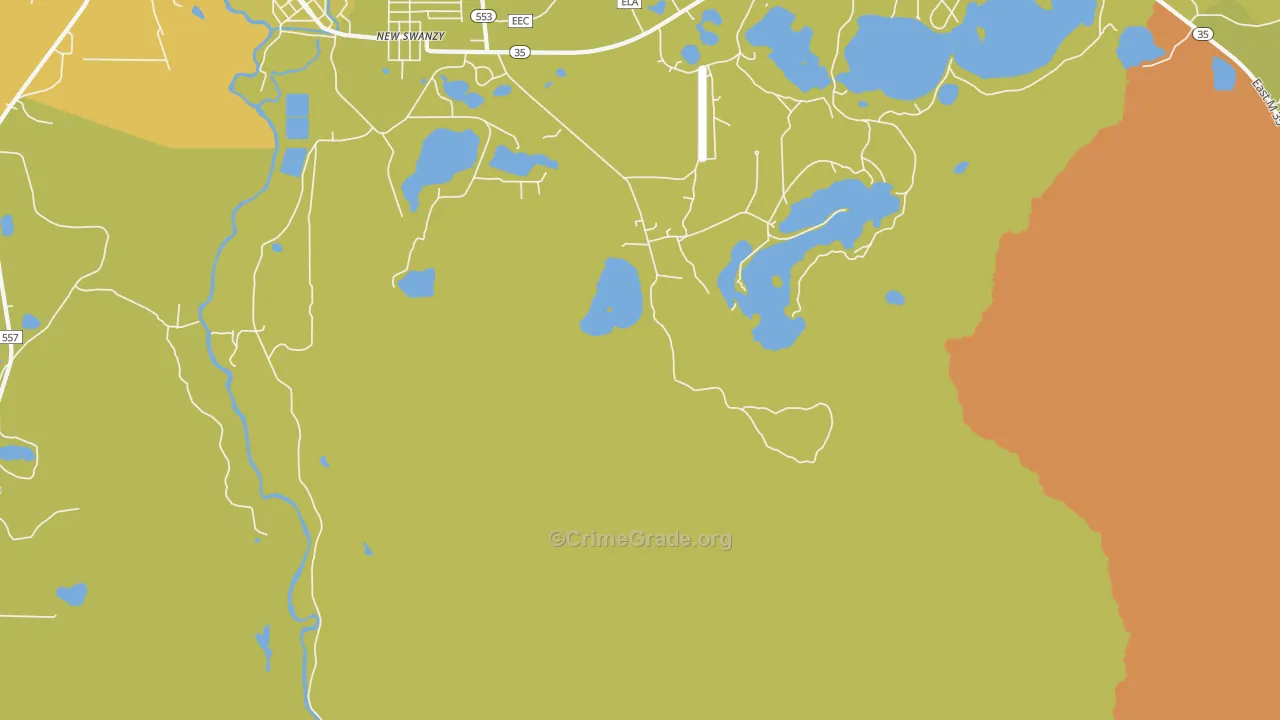 New Swanzy, MI Map of Drug-Related Crime Rates