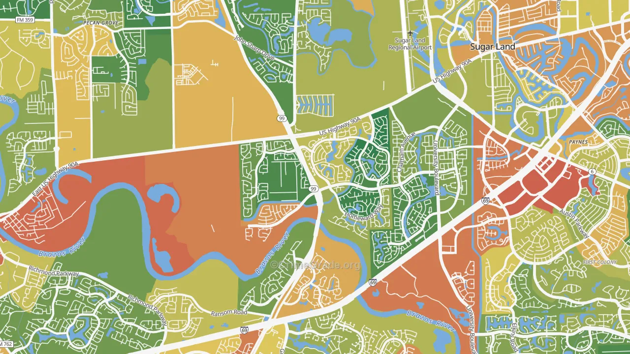 New Territory, TX Map of Drug-Related Crime Rates