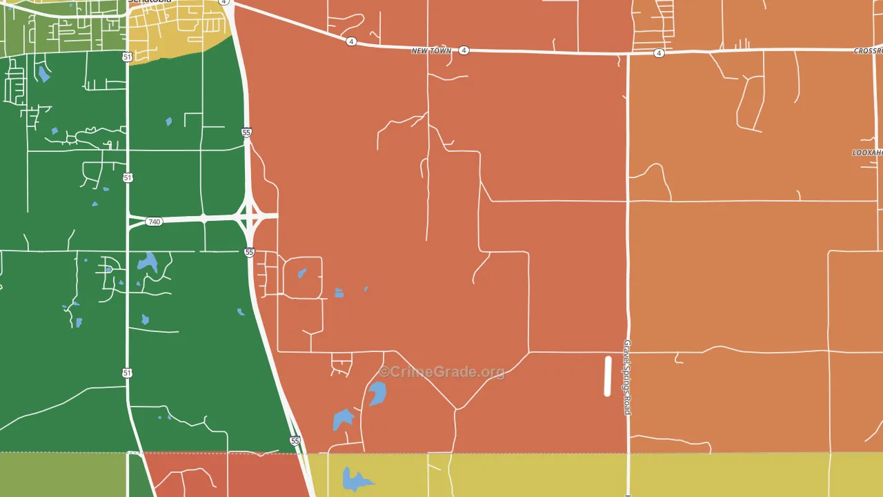New Town, MS Map of Drug-Related Crime Rates