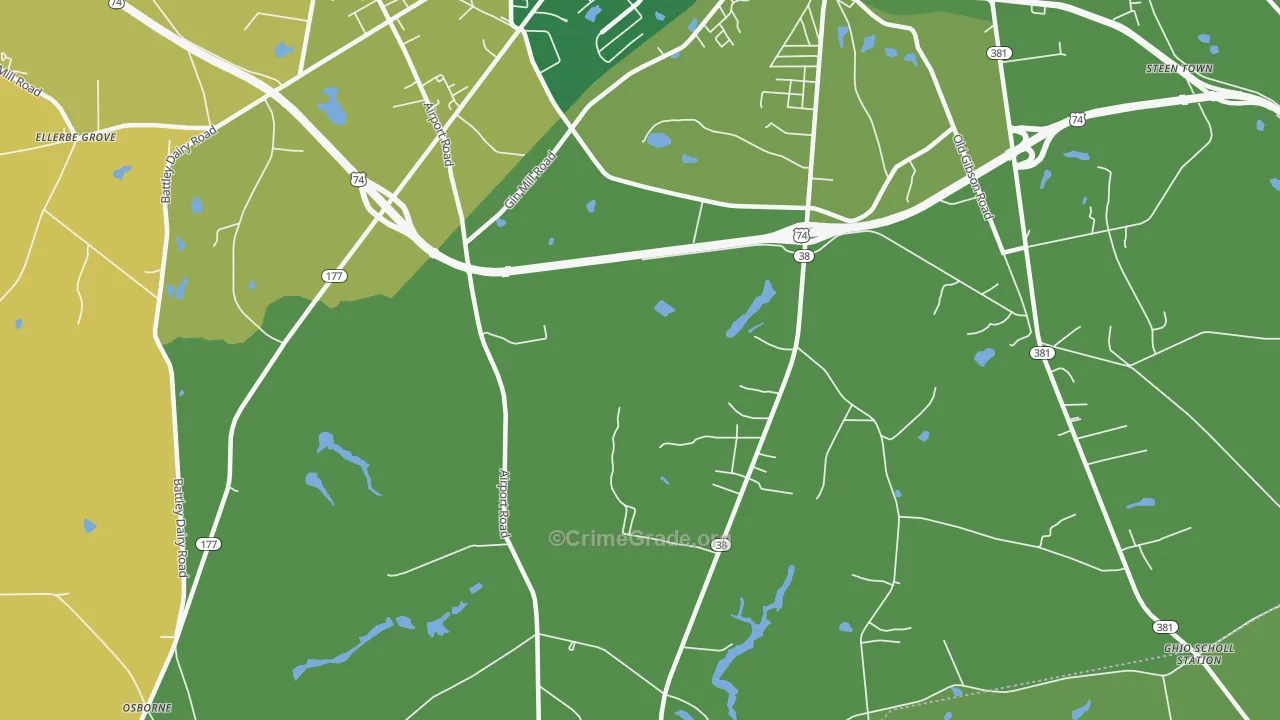 New Town, NC Map of Drug-Related Crime Rates