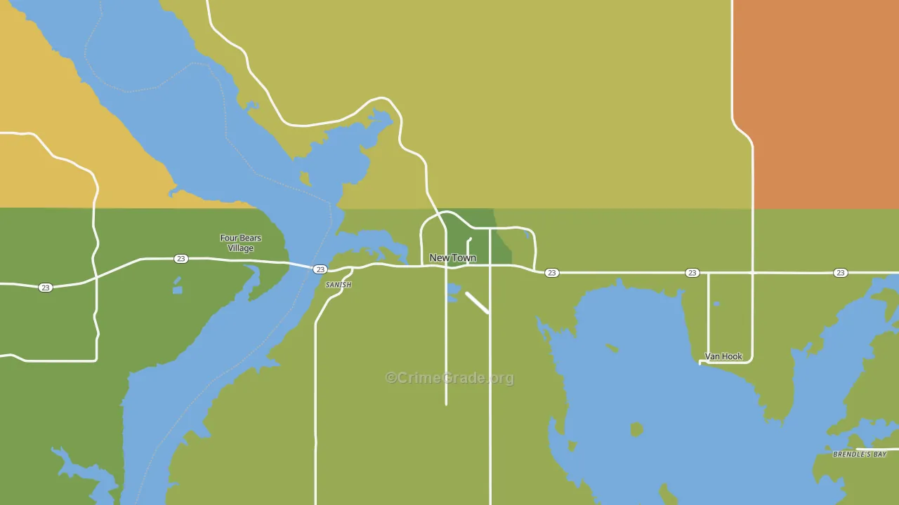 New Town, ND Map of Drug-Related Crime Rates