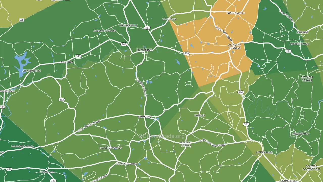 New Tripoli, PA Map of Drug-Related Crime Rates
