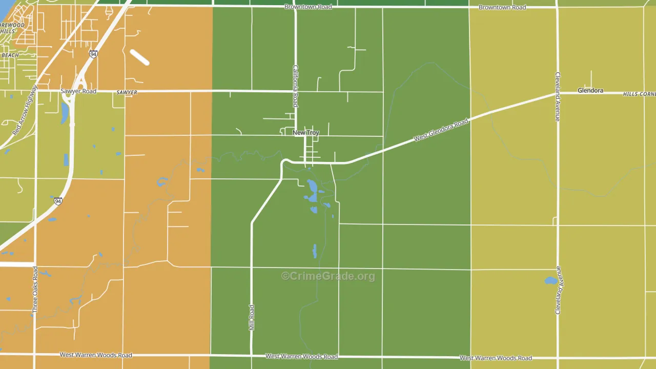New Troy, MI Map of Drug-Related Crime Rates