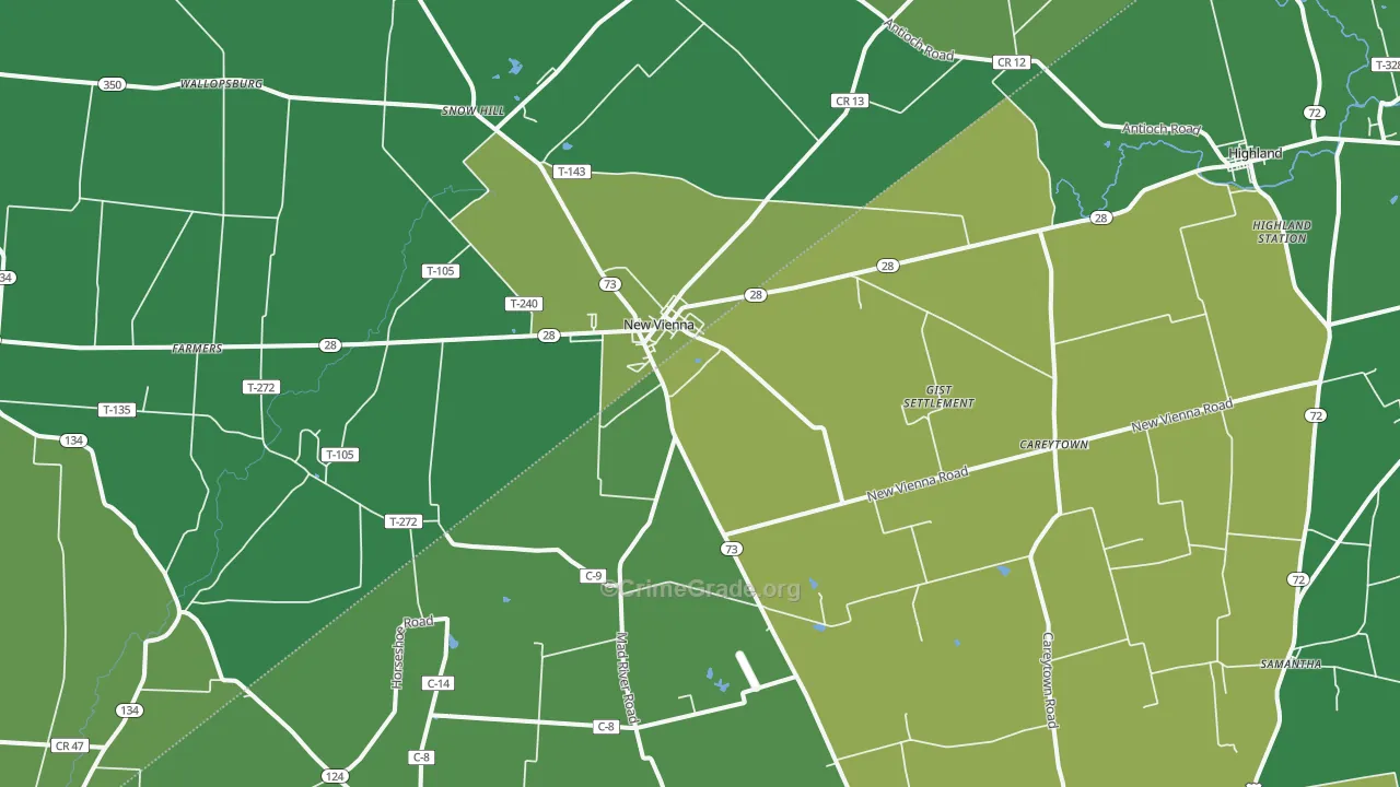 New Vienna, OH Map of Drug-Related Crime Rates
