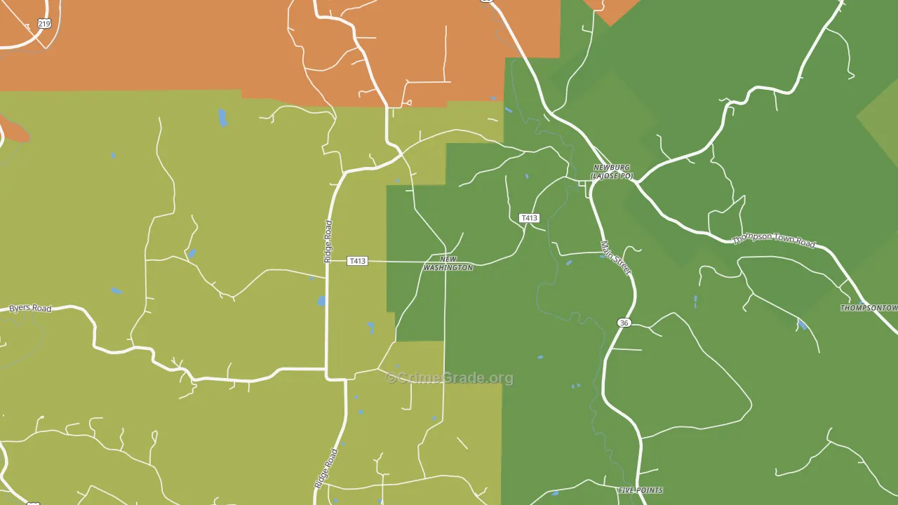 New Washington, PA Map of Drug-Related Crime Rates
