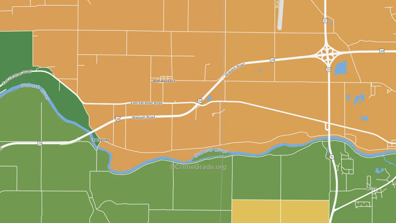 New Waverly, IN Map of Drug-Related Crime Rates