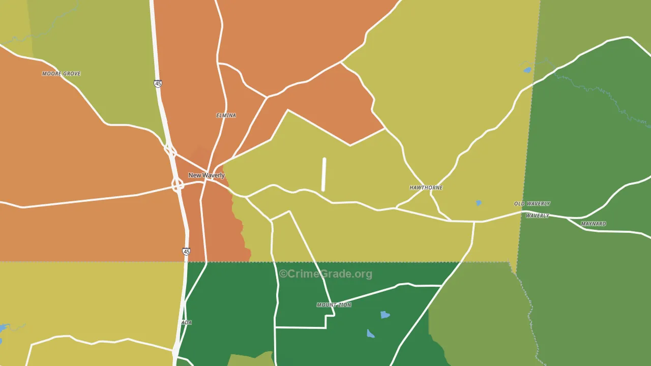 New Waverly, TX Map of Drug-Related Crime Rates