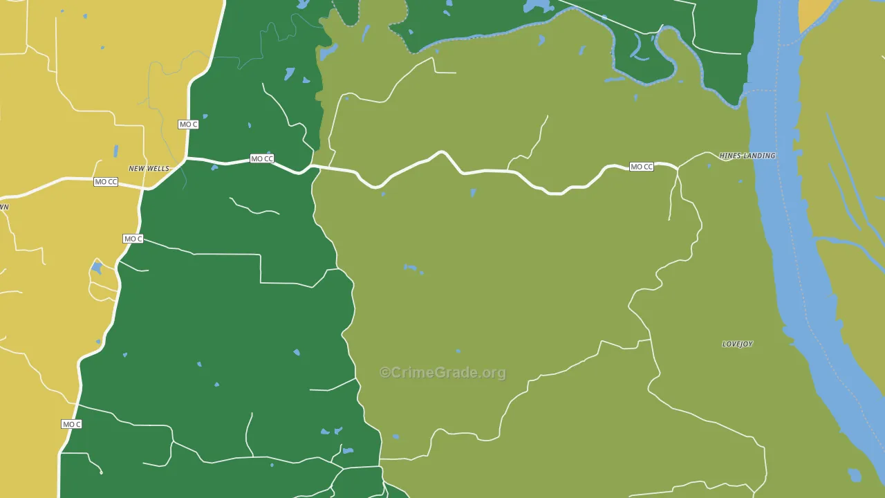 New Wells, MO Map of Drug-Related Crime Rates
