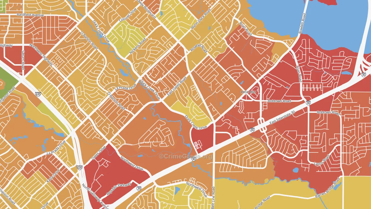 New West, Garland, TX Map of Drug-Related Crime Rates