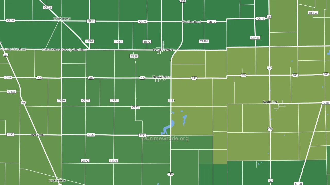 New Weston, OH Map of Drug-Related Crime Rates
