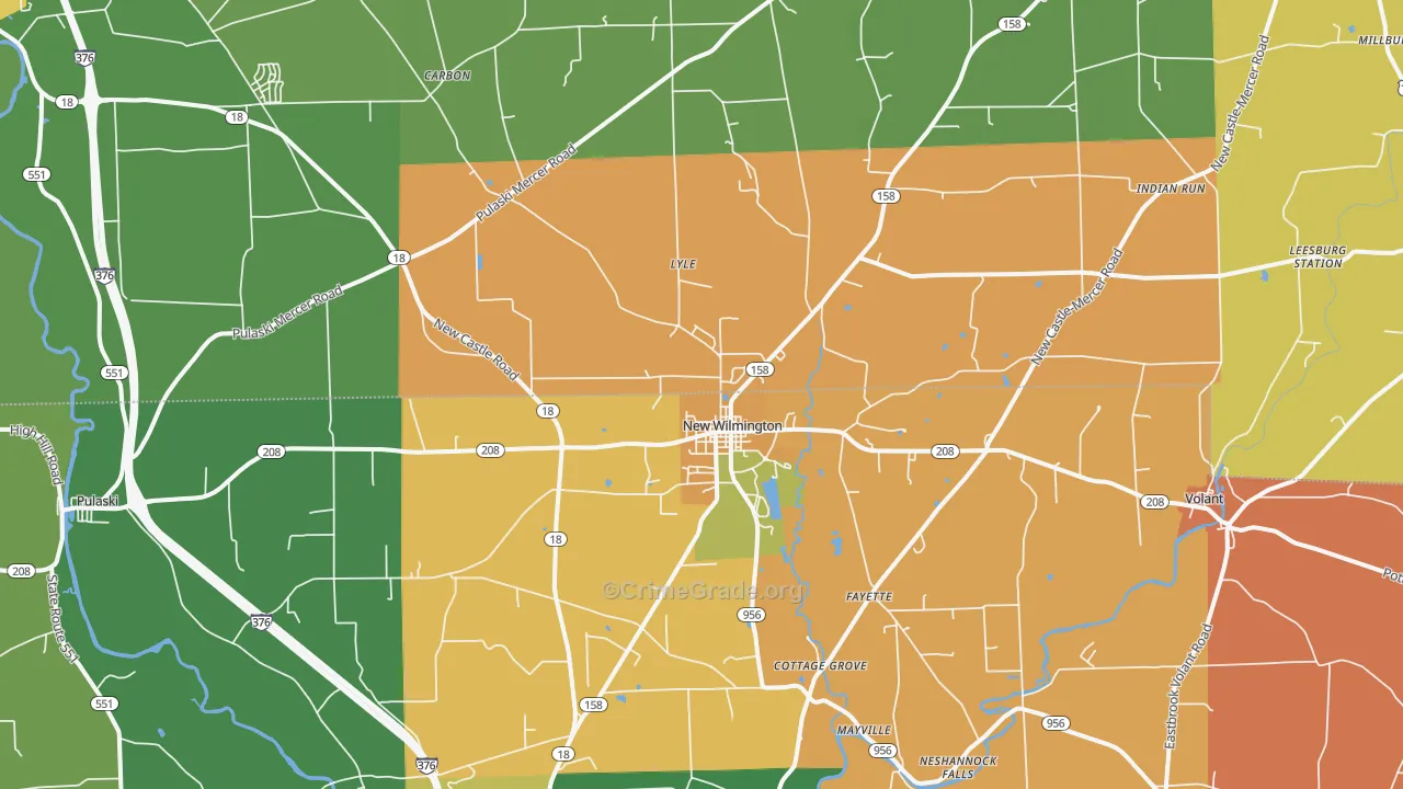 New Wilmington, PA Map of Drug-Related Crime Rates