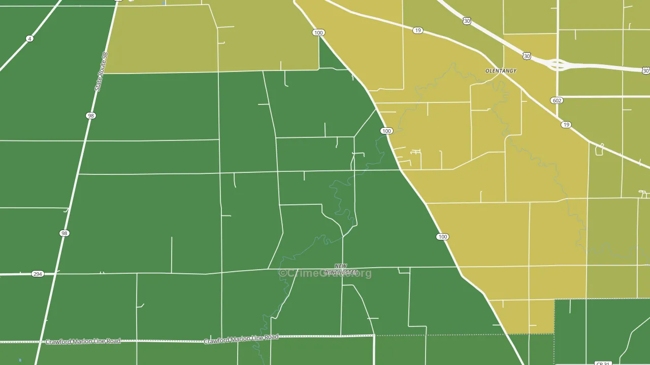 New Winchester, OH Map of Drug-Related Crime Rates