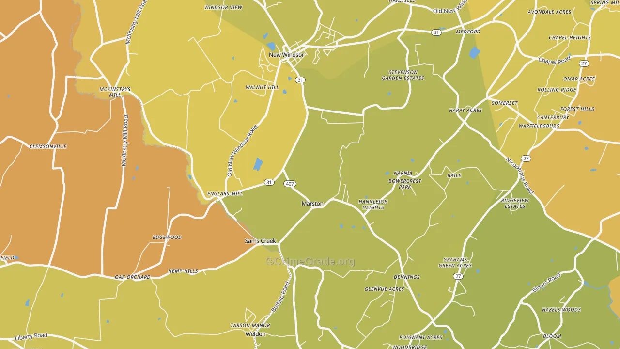 New Windsor, MD Map of Drug-Related Crime Rates