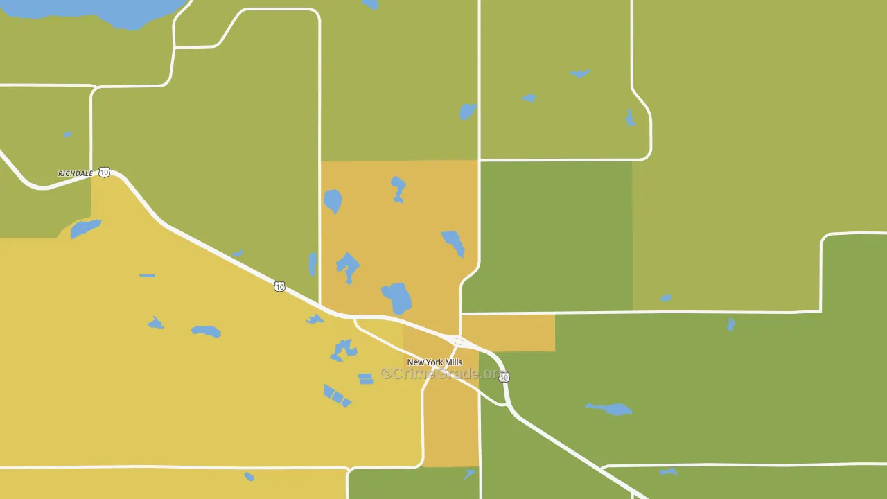 New York Mills, MN Map of Drug-Related Crime Rates
