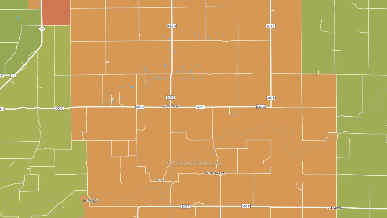 New York, MO Map of Drug-Related Crime Rates
