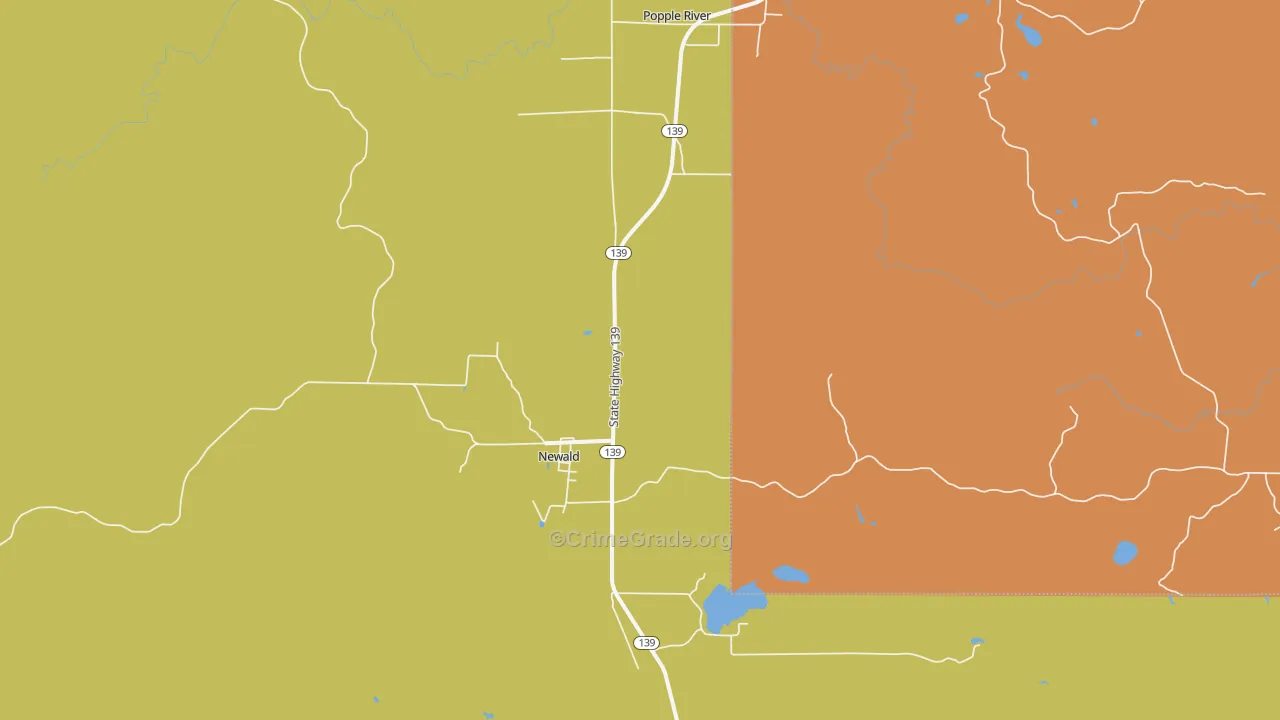 Newald, WI Map of Drug-Related Crime Rates