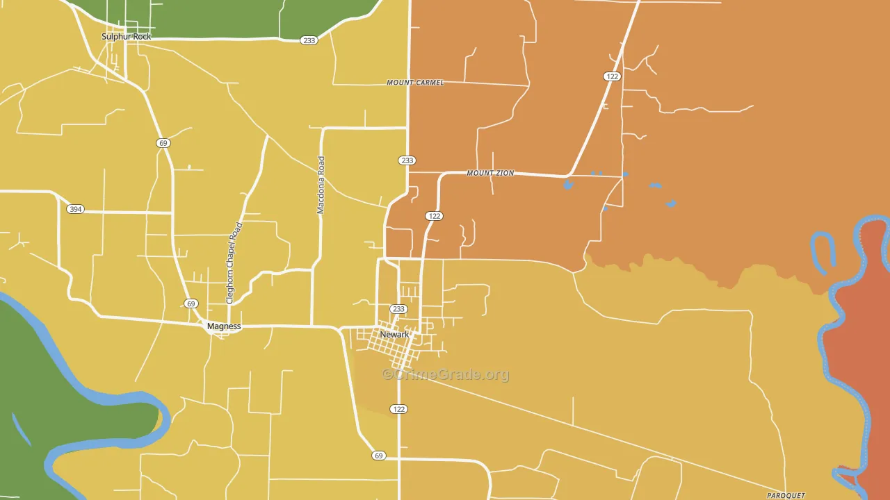 Newark, AR Map of Drug-Related Crime Rates