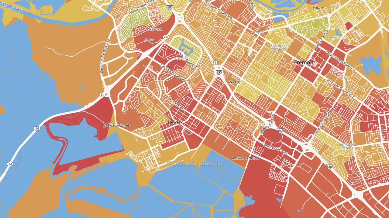 Newark, CA Map of Drug-Related Crime Rates