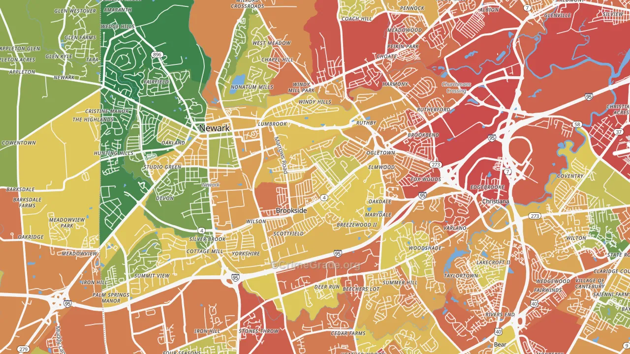 Newark, DE Map of Drug-Related Crime Rates