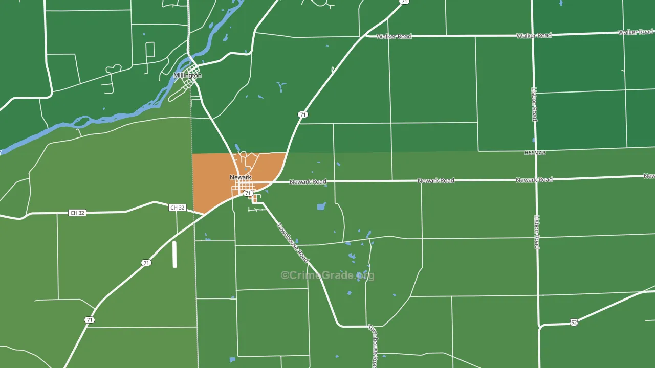 Newark, IL Map of Drug-Related Crime Rates