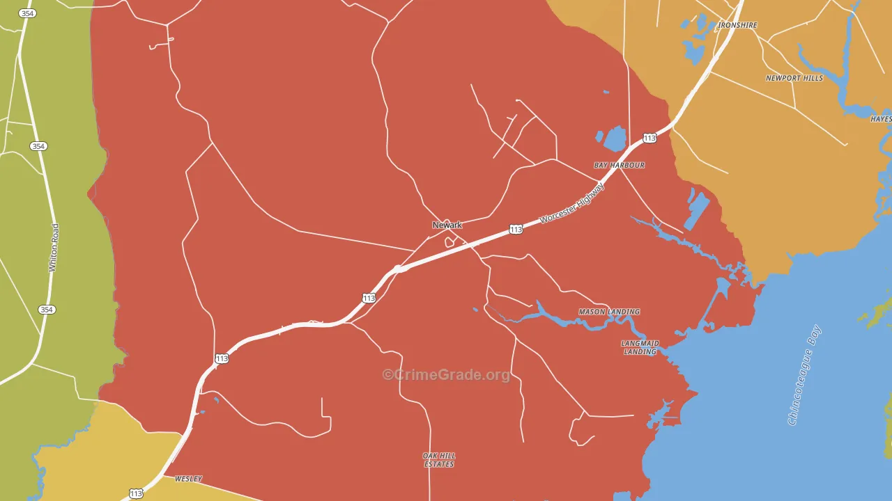 Newark, MD Map of Drug-Related Crime Rates
