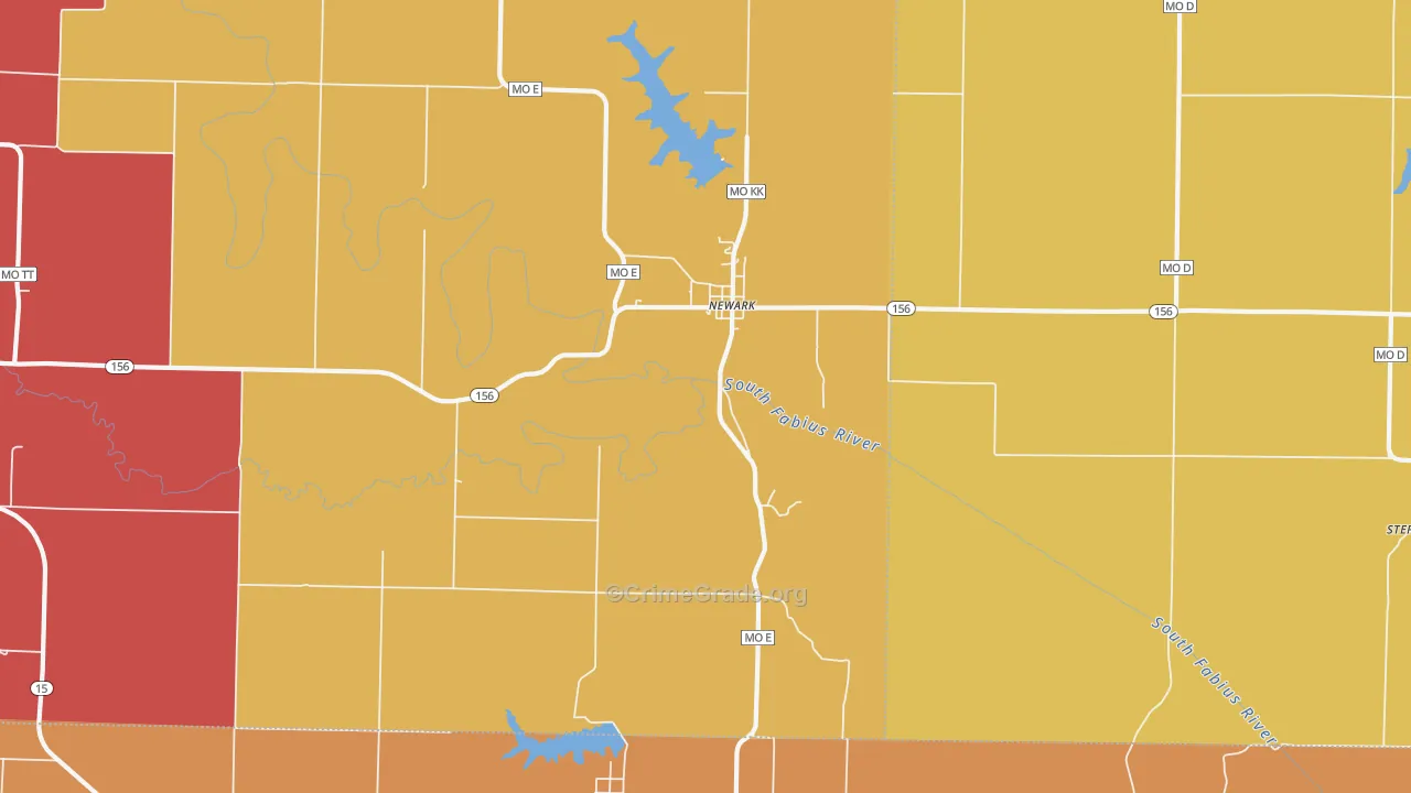 Newark, MO Map of Drug-Related Crime Rates