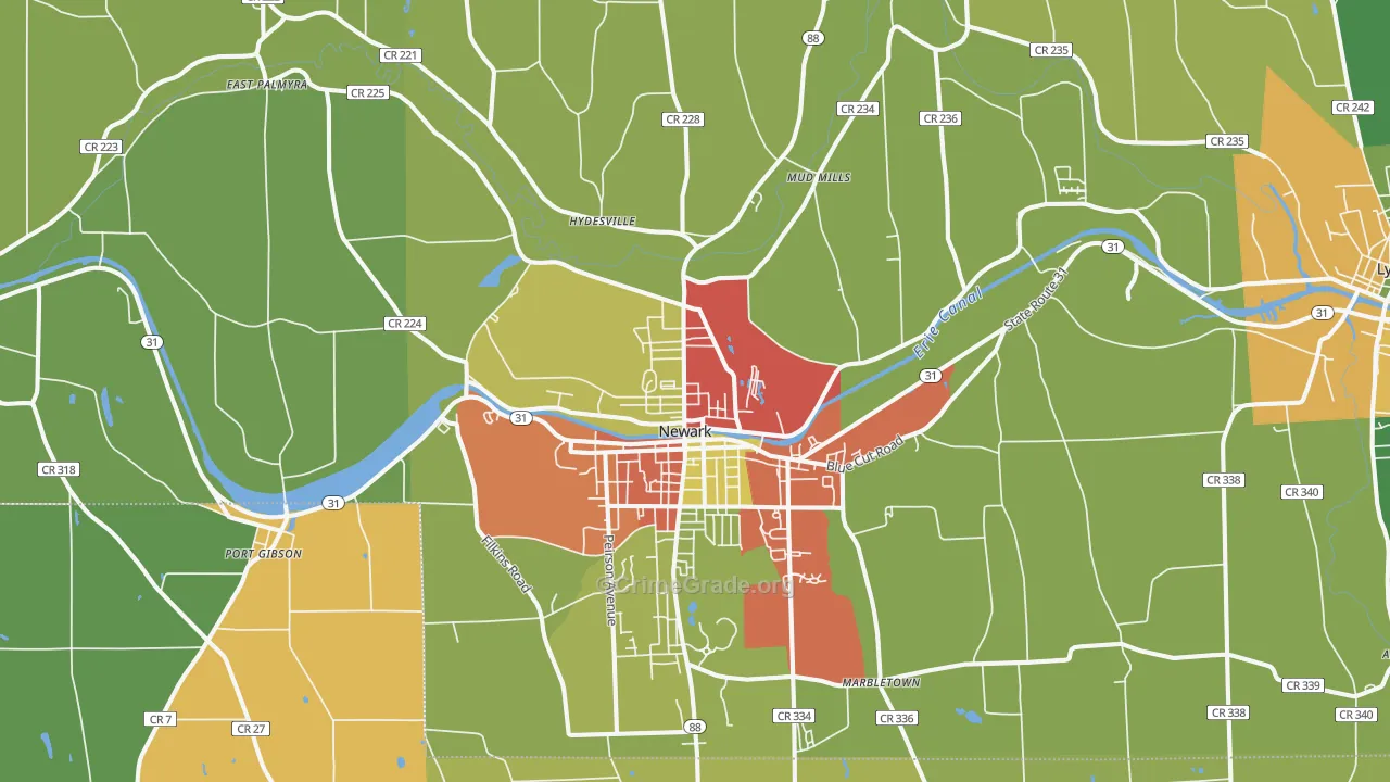 Newark, NY Map of Drug-Related Crime Rates