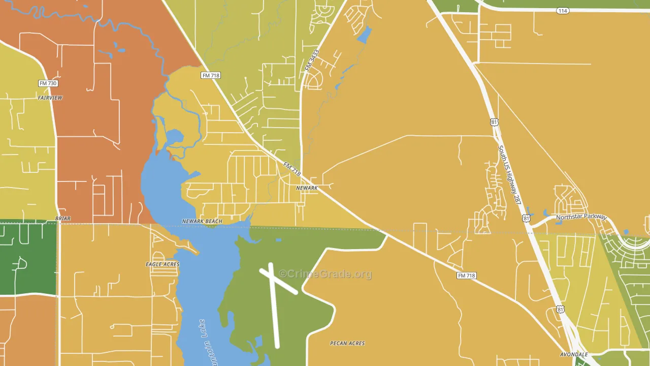 Newark, TX Map of Drug-Related Crime Rates