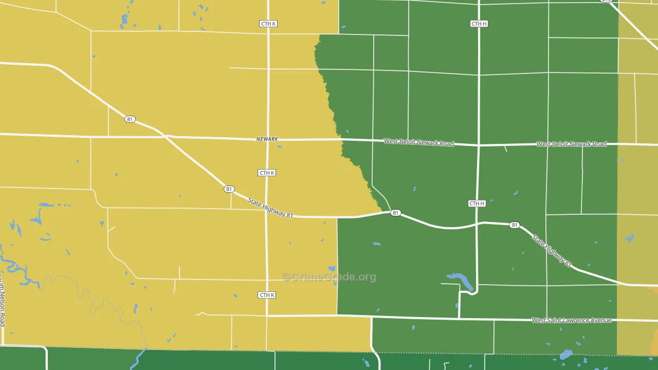 Newark, WI Map of Drug-Related Crime Rates
