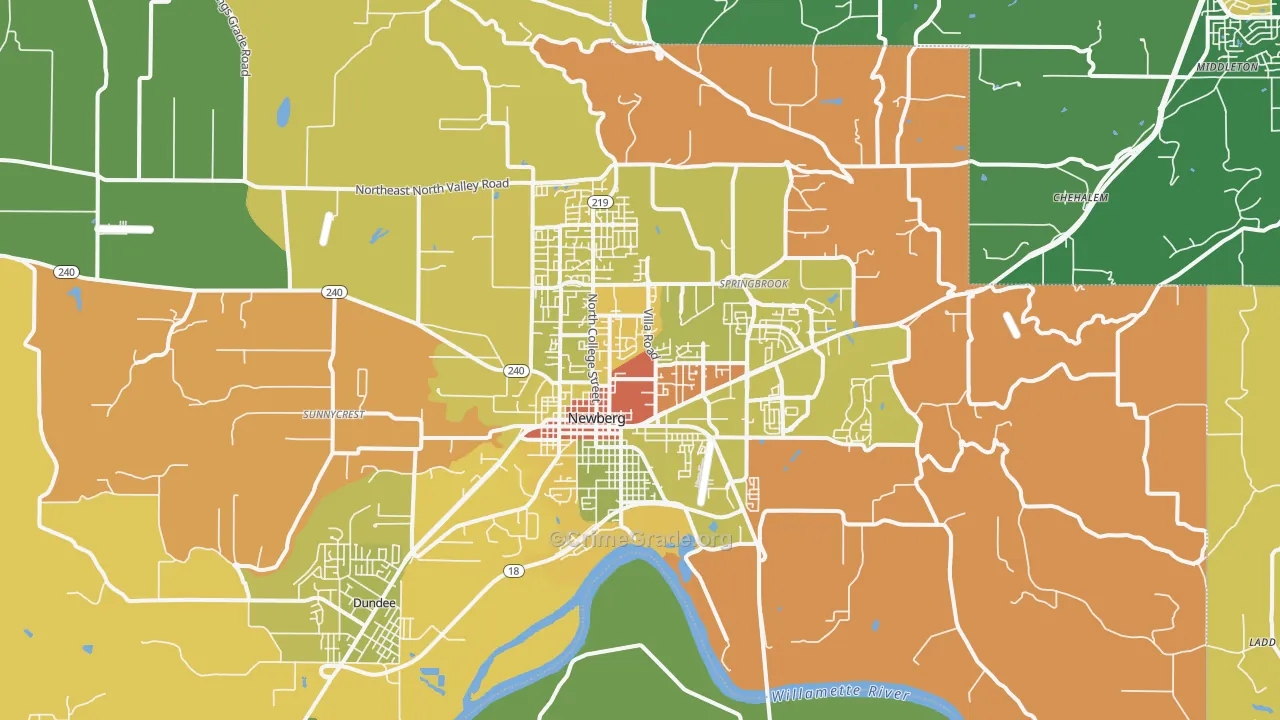 Newberg, OR Map of Drug-Related Crime Rates