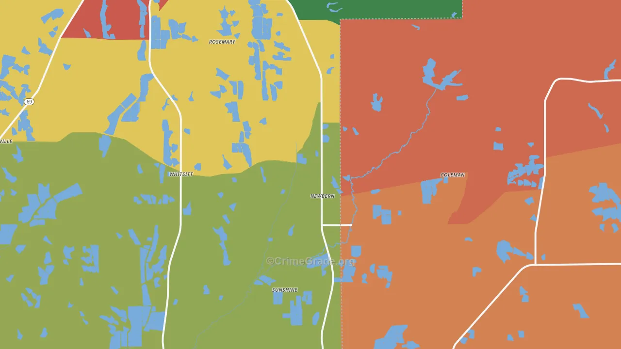 Newbern, AL Map of Drug-Related Crime Rates