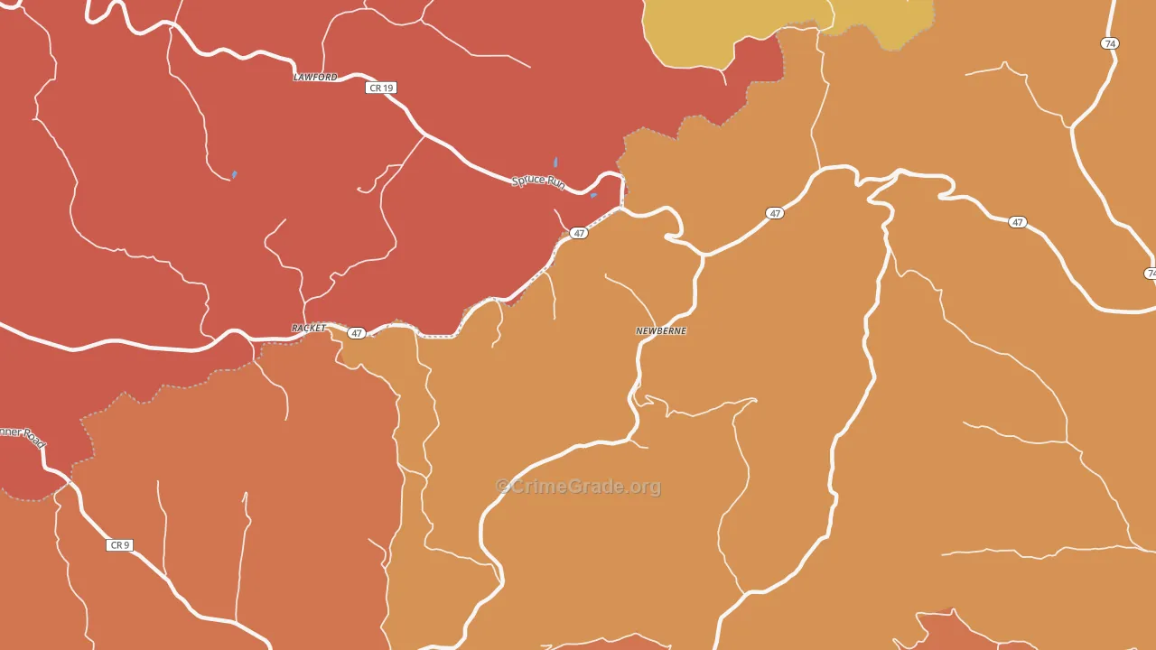 Newberne, WV Map of Drug-Related Crime Rates