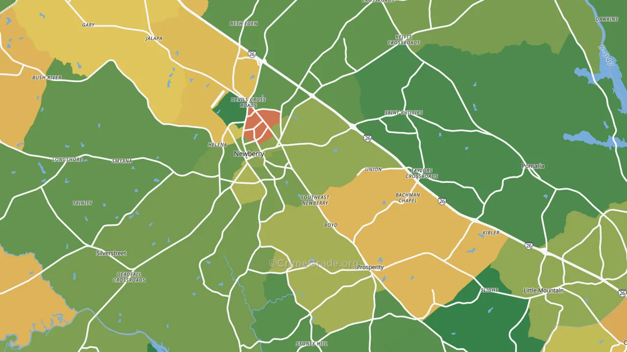 Newberry County, SC Map of Drug-Related Crime Rates