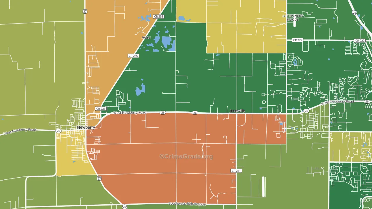 Newberry, FL Map of Drug-Related Crime Rates
