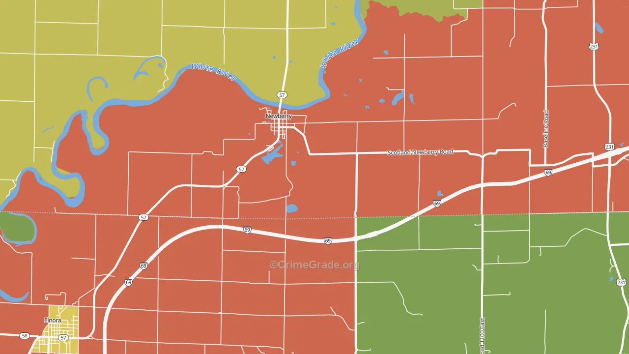 Newberry, IN Map of Drug-Related Crime Rates