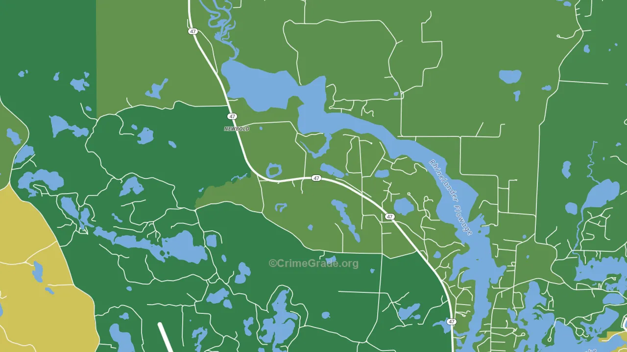 Newbold, WI Map of Drug-Related Crime Rates