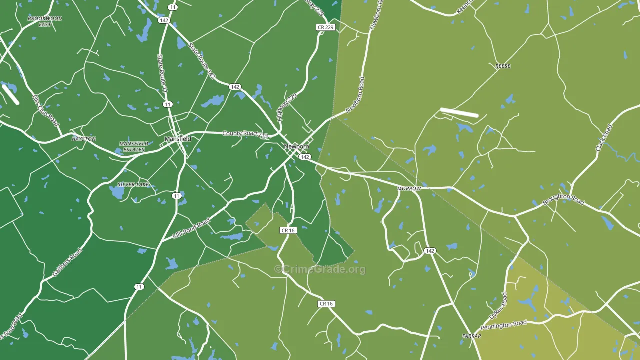 Newborn, GA Map of Drug-Related Crime Rates