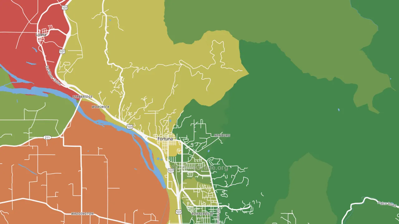 Newburg, CA Map of Drug-Related Crime Rates